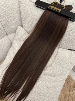 Online Extension 7 clip liscia castano con meches Extension Castane|Code Basi Castane