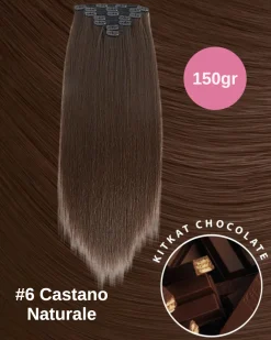 New Extension 150gr 7 clip Castano Naturale 60cm Extension Castane|Code Per Bionde