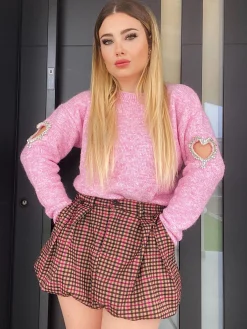 New Gonna a palloncino check Fuxia Gonne