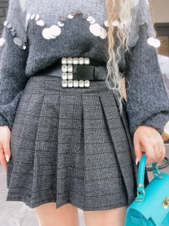 Fashion Gonna check grigia Gonne