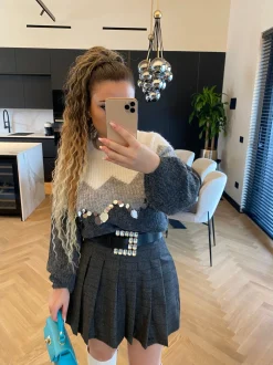 Fashion Gonna check grigia Gonne