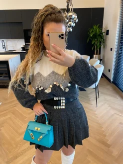 Fashion Gonna check grigia Gonne