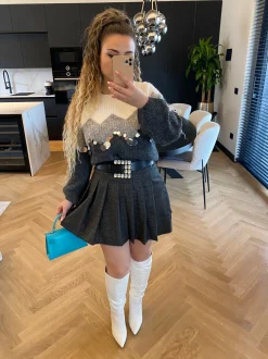 Fashion Gonna check grigia Gonne