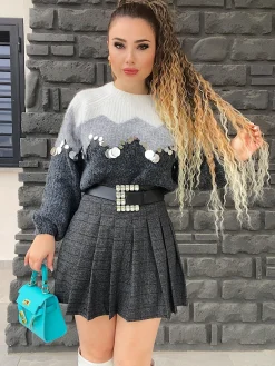Fashion Gonna check grigia Gonne