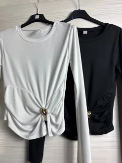 Clearance Maglia con fiocco e gioiello oro Bluse & Top