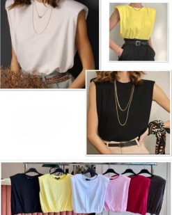 New Maglia smanicata con elastico Bluse & Top