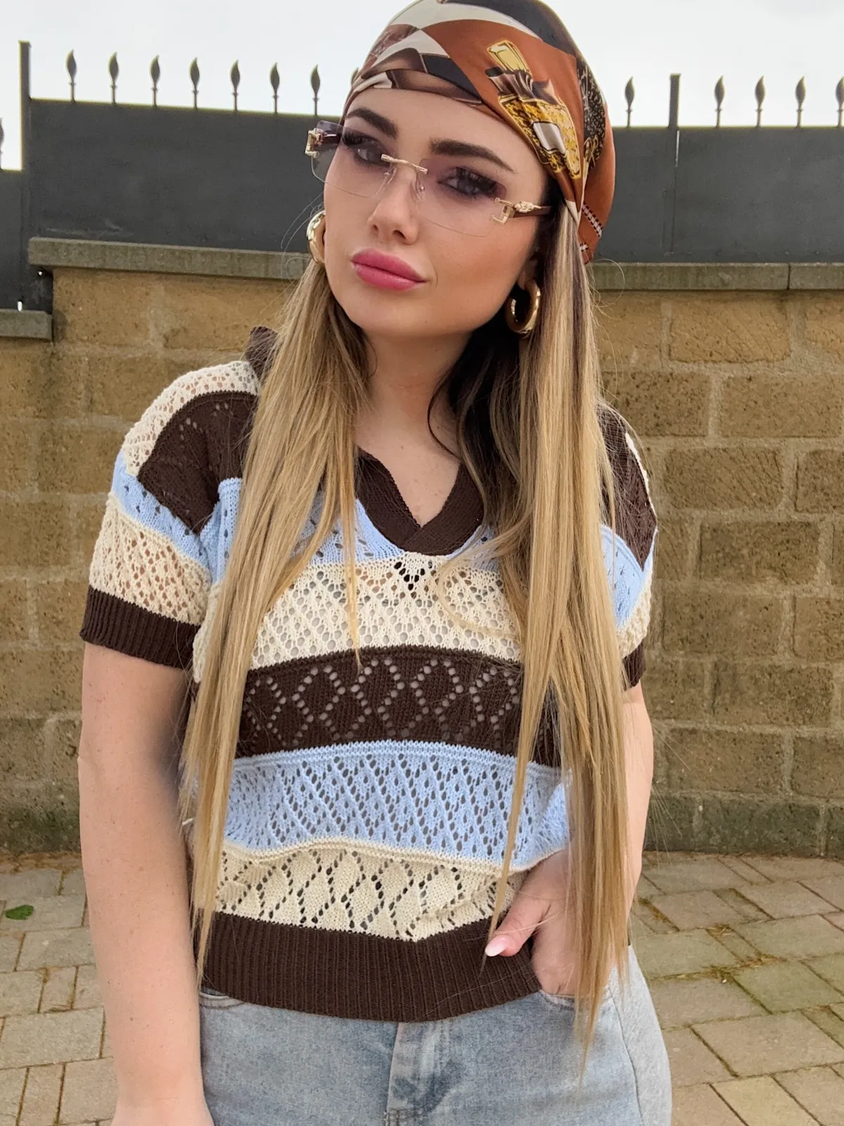 Fashion Maglia traforata Brown Bluse & Top