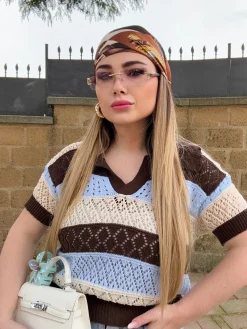 Fashion Maglia traforata Brown Bluse & Top