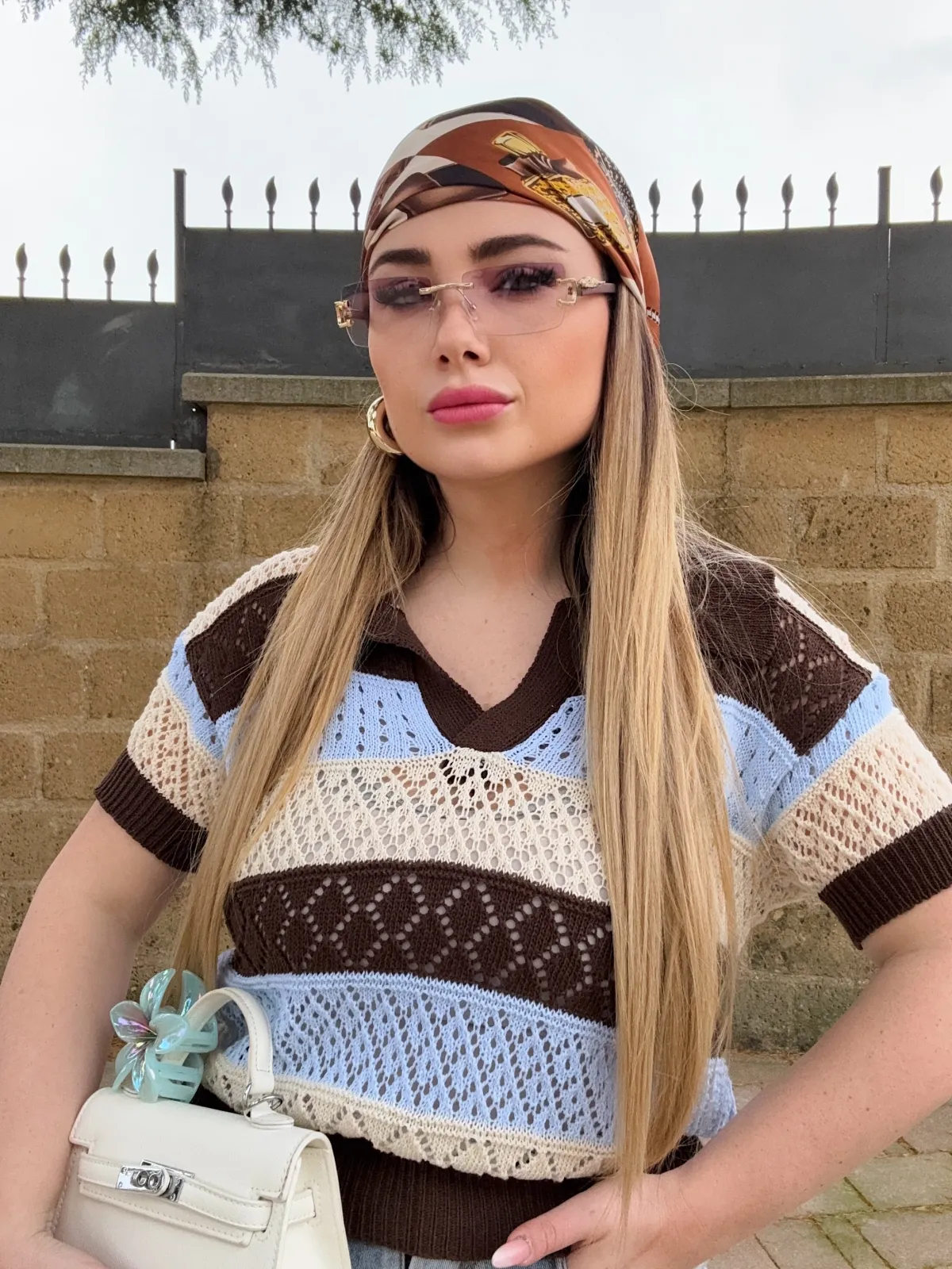 Fashion Maglia traforata Brown Bluse & Top
