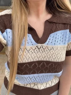Fashion Maglia traforata Brown Bluse & Top