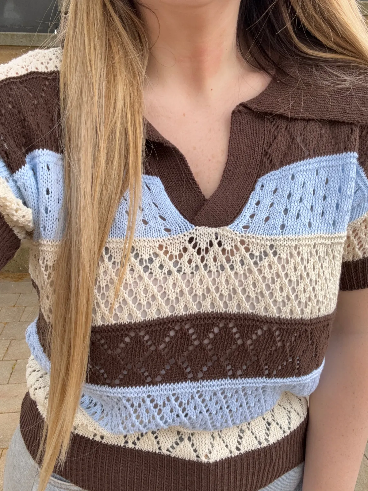 Fashion Maglia traforata Brown Bluse & Top