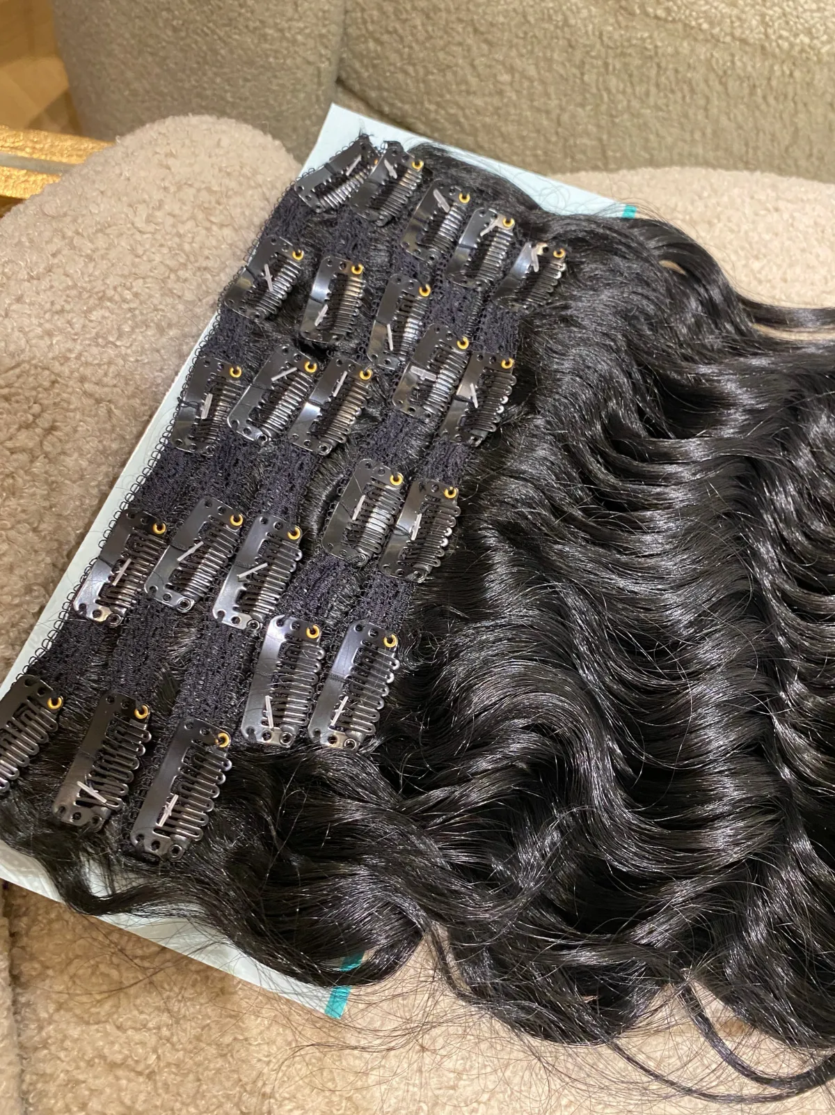 Online Maxi fascia 7 clip onde morbide con clip nero Extension Nere|Code Basi Nere