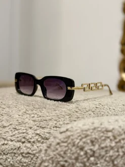 Fashion Occhiale nero stecche oro Occhiali