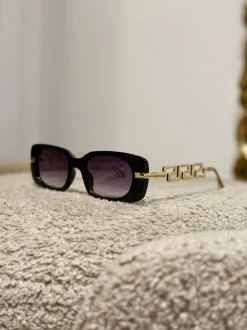 Fashion Occhiale nero stecche oro Occhiali