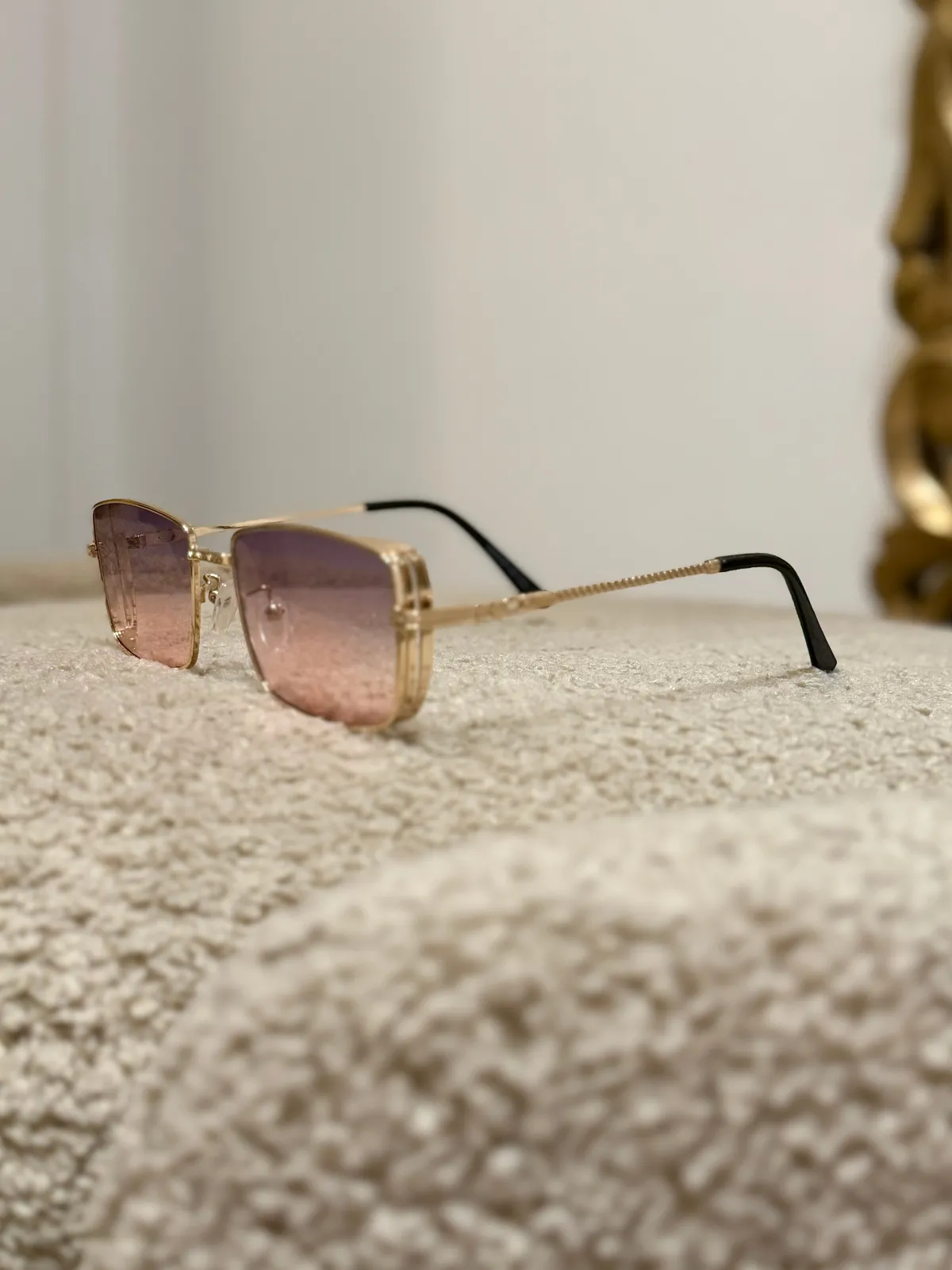 Fashion Occhiale slim rosa stecche oro Occhiali