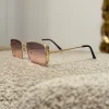 Discount Occhiale slim squadrato rosa stecche oro Occhiali