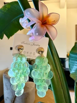 New Orecchini conchiglia grappolo verde Orecchini|Bikini