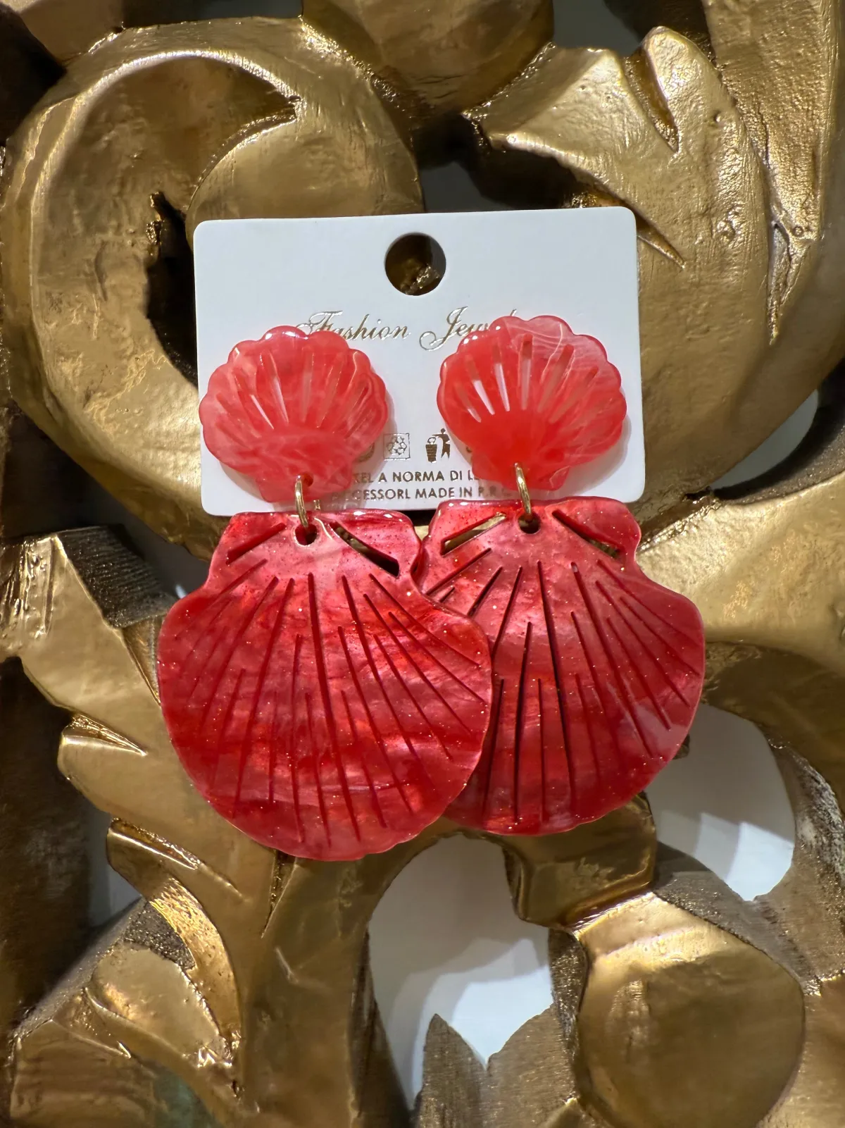 Clearance Orecchini conchiglie corallo glitter Orecchini|Bikini