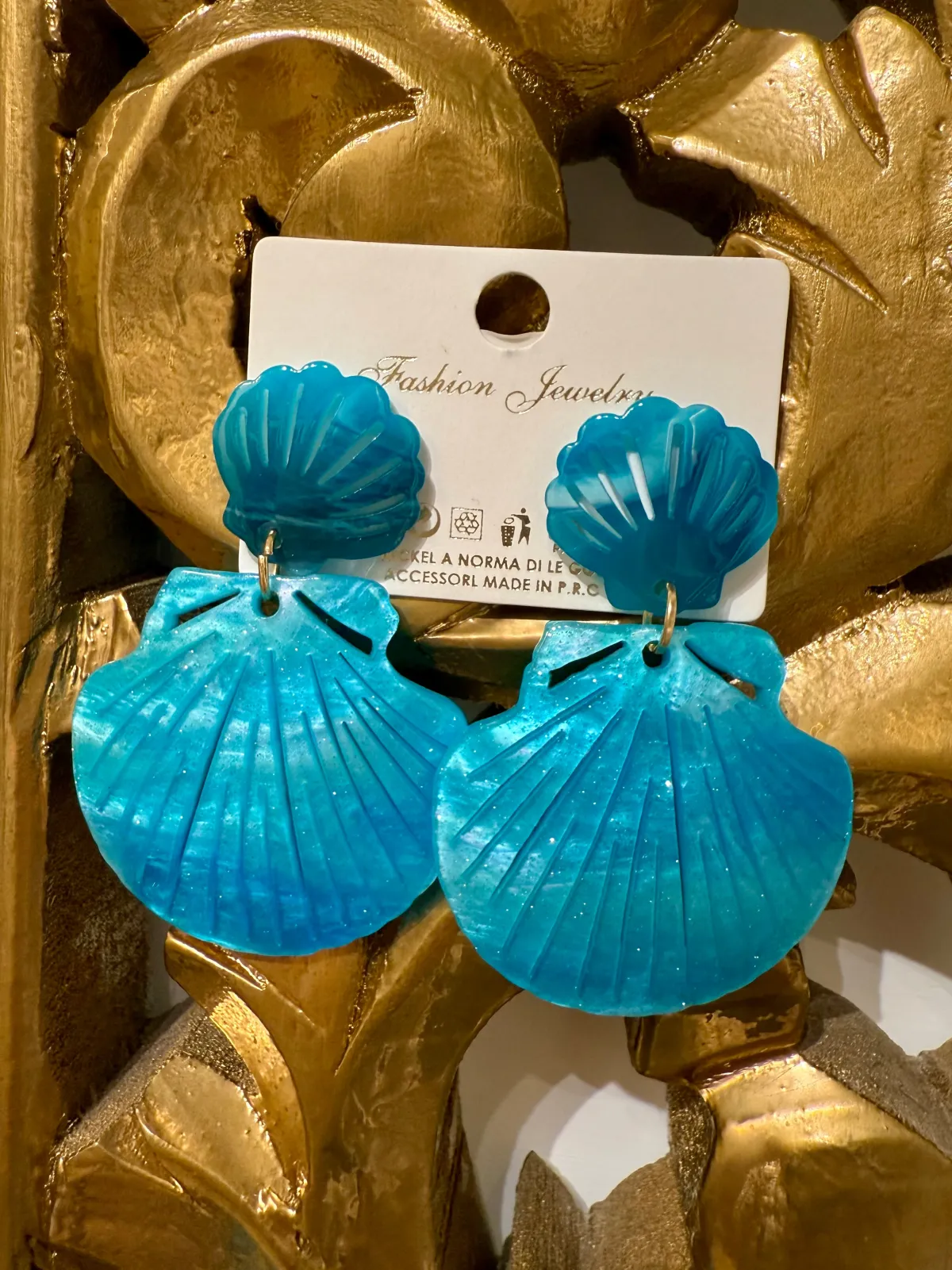 New Orecchini conchiglie turchese glitter Orecchini|Bikini