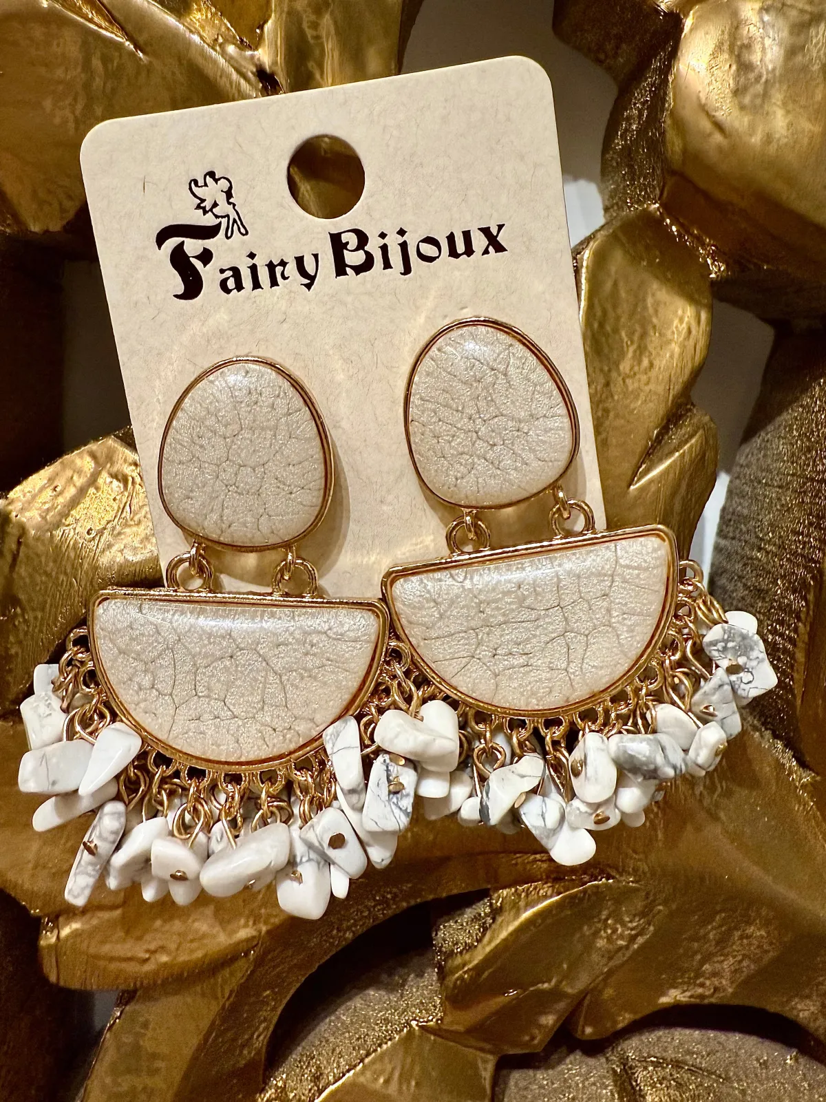 Best Orecchini pietra bianca e oro Orecchini|Bikini