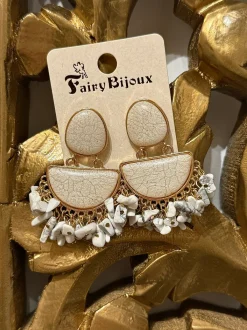 Best Orecchini pietra bianca e oro Orecchini|Bikini