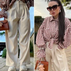 Online Pantalone a vita alta con pince Pantaloni