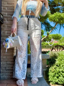 Online Pantalone in pizzo e denim Pantaloni