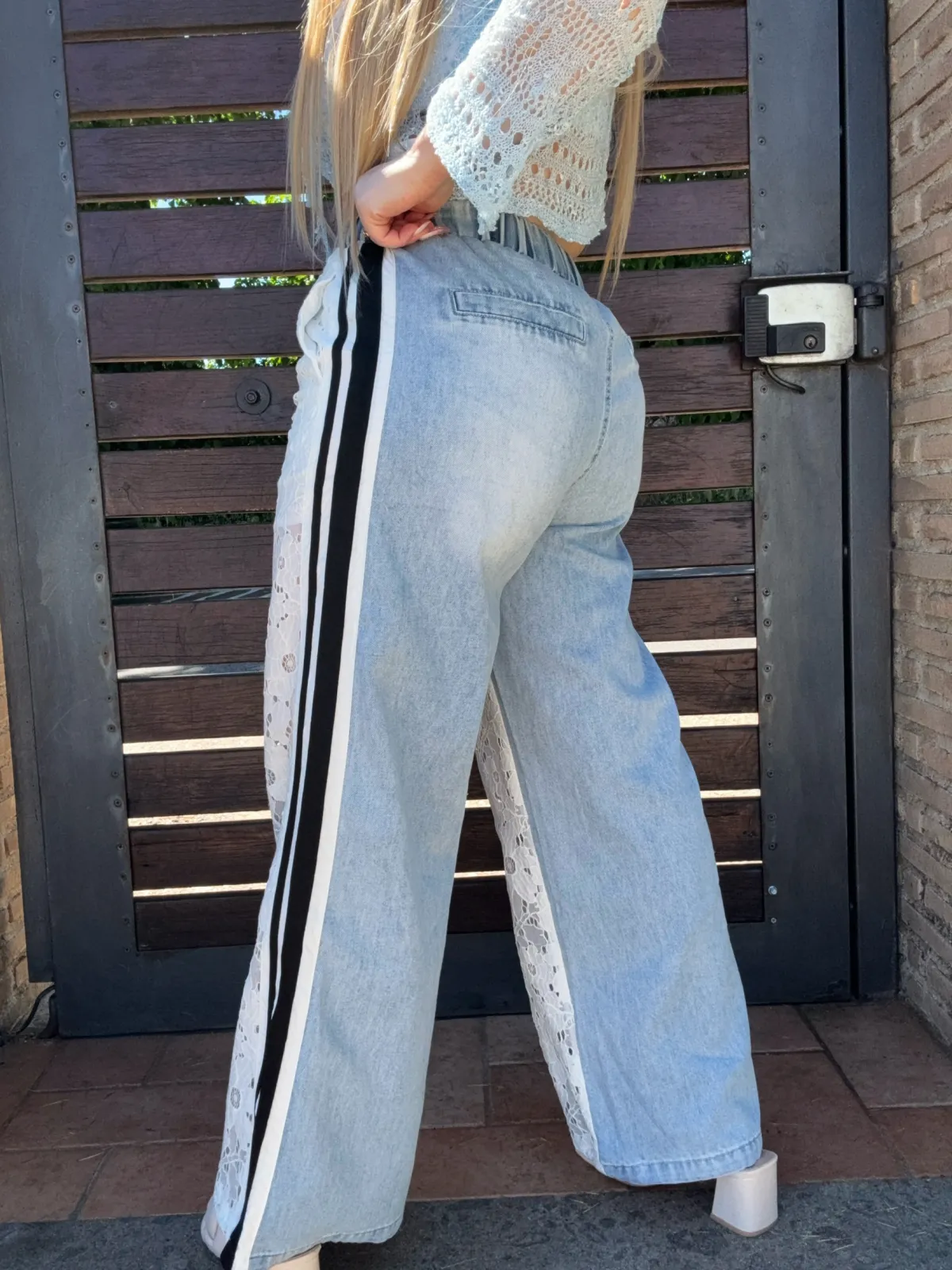 Online Pantalone in pizzo e denim Pantaloni