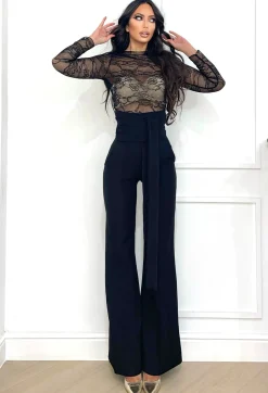 Clearance Pantalone vita alta con fusciacca nero Pantaloni