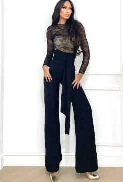 Clearance Pantalone vita alta con fusciacca nero Pantaloni