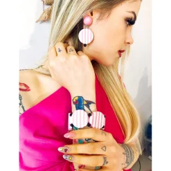 New Set bracciale e orecchini a righe Orecchini