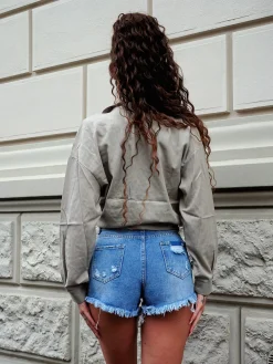 Discount Short denim chiaro con strappini Pantaloni