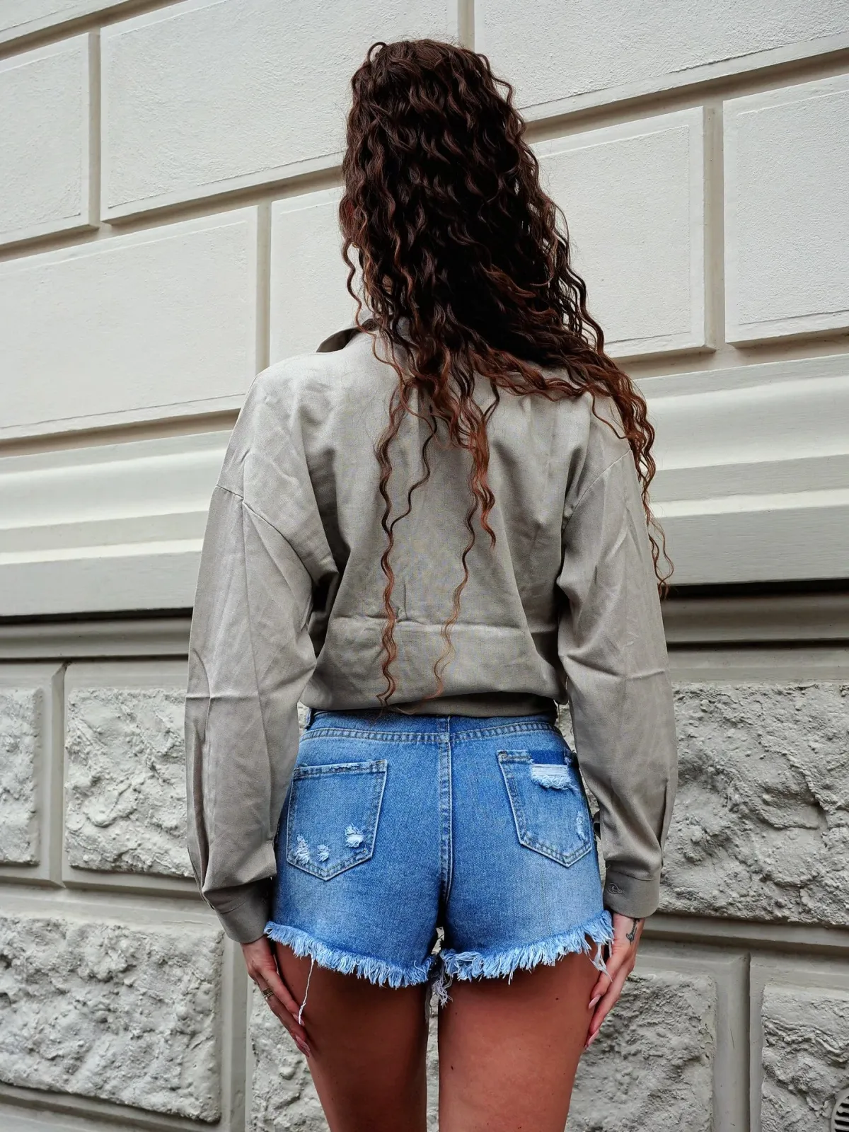 Discount Short denim chiaro con strappini Pantaloni