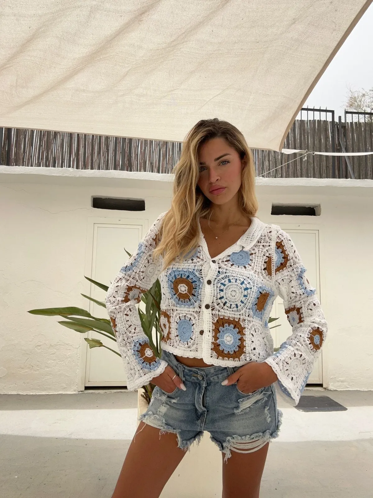 Discount Short denim chiaro con strappini Pantaloni