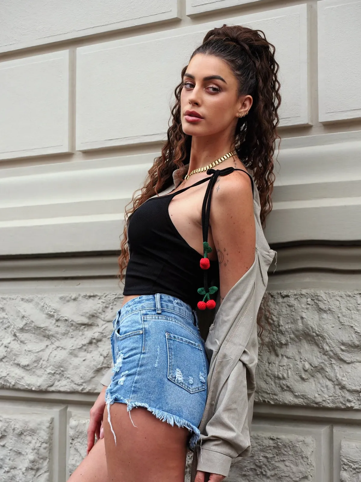 Discount Short denim chiaro con strappini Pantaloni