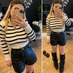 Hot Short ecopelle nero Pantaloni