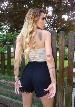 Discount Short nero con brillantini Pantaloni