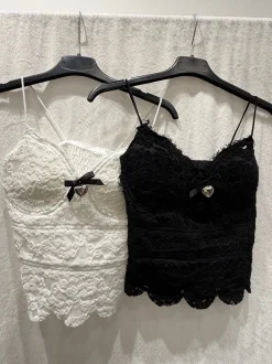 Outlet Top in pizzo con fiocco Bluse & Top