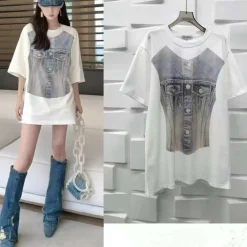 Sale T-shirt con stampa denim Bluse & Top