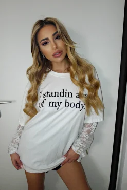 Best T-Shirt con stampa e maniche in pizzo Bluse & Top