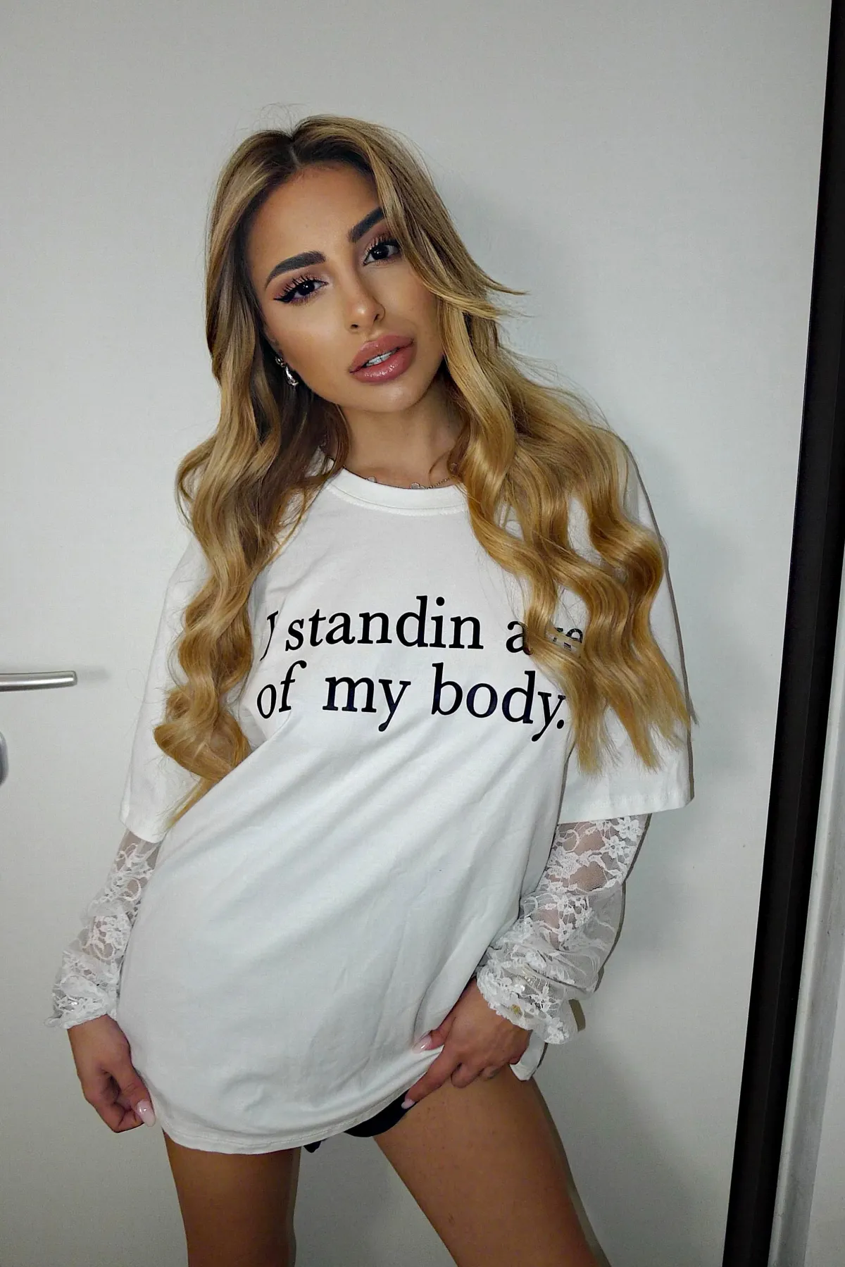 Best T-Shirt con stampa e maniche in pizzo Bluse & Top