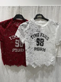 Sale T-shirt crop in pizzo Bluse & Top