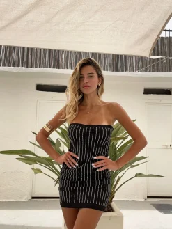 Online Tubino con strass nero Abiti