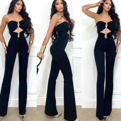 Hot Tuta a fasce nero con gioielli flame Completi & Tute