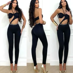 Fashion Tuta a fascia con S nero Completi & Tute