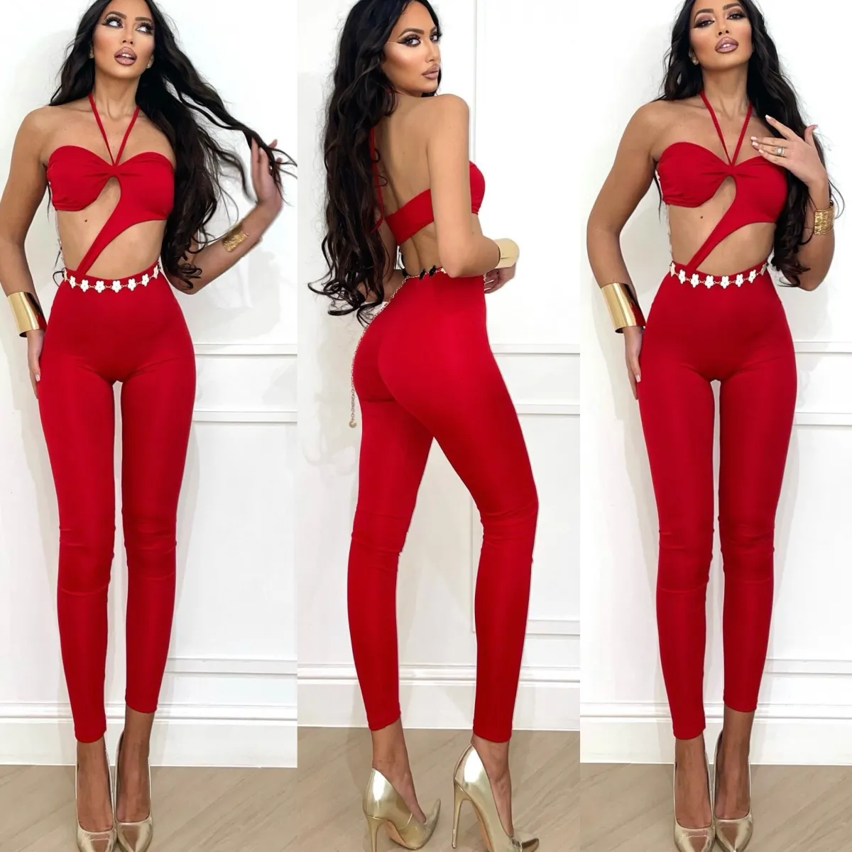 Online Tuta a fascia con S rosso Completi & Tute