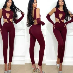 New Tuta aderente con incrocio bordeaux Completi & Tute