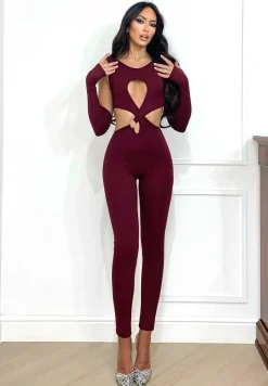 New Tuta aderente con incrocio bordeaux Completi & Tute
