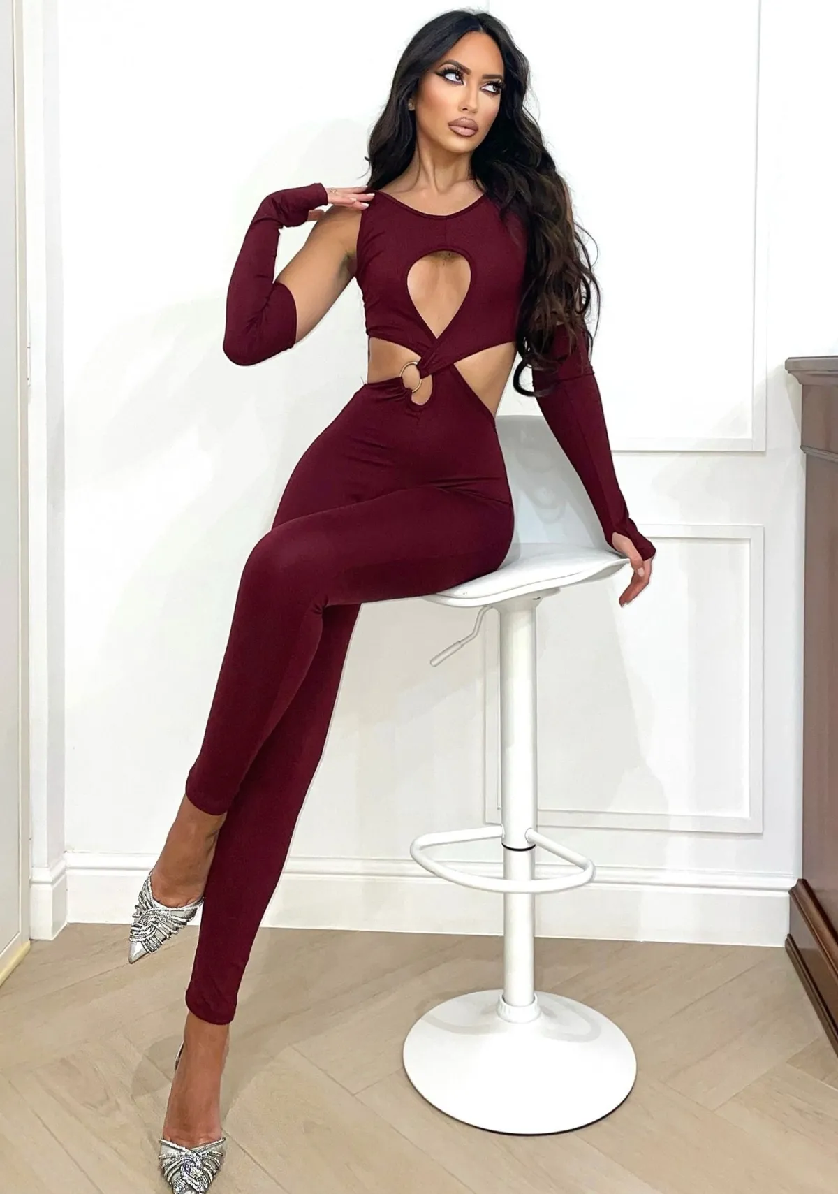 New Tuta aderente con incrocio bordeaux Completi & Tute