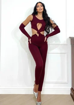 New Tuta aderente con incrocio bordeaux Completi & Tute